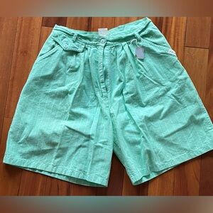 90s mint and white pinstripe shorts